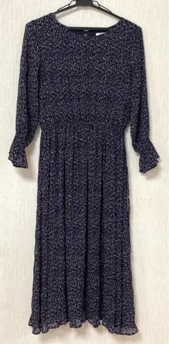 Honeysワンピース　GLACIER 花柄 ロングワンピース M ネイビー