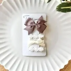 春夏✿ ヘアクリップ ヘアピン ベビー キッズ 出産祝い プレゼント ブラウン