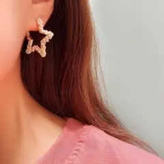 可愛い、ファション、お洒落、星、小真珠、ピアス、925銀針