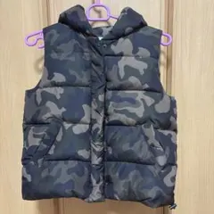 迷彩 フード付きダウンベスト