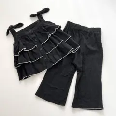 ペアマノン フリルノースリーブ＆パンツ セットアップ ブラック 90cmのサムネイル