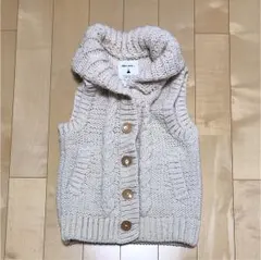 ニットベスト ニコアンド 手編み ケーブルニット クリーム色 サイズ フリー