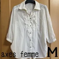 みさちゃんさま専用《axes femme》ホワイト フリル付き 五分袖シャツ
