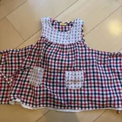 moujonjon チェック柄ワンピース　エプロン　 95