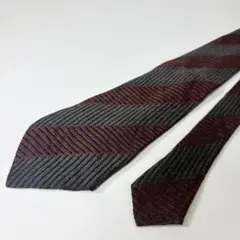 美品 ギャルソン ストライプ シルク50 ウール50 ネクタイ グレー/ボルドーのサムネイル