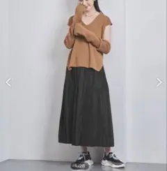 超美品》ユナイテッドアローズ シャンブレー タフタ プリーツスカート