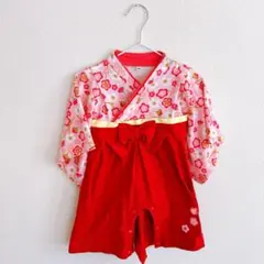 【美品】花柄　着物　ロンパース 70 初節句　お食い初め　イベント　女の子