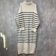 Re:EDIT [洗える]前後2WAYハイネック指穴マキシニットワンピース Ｌ