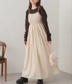 Kastane カスタネ キャミワンピース ロングワンピ シャーリング ギャザー