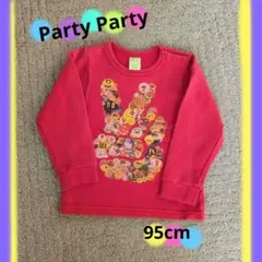 Party Party 赤色 裏起毛トレーナー 95cm バックプリント 美品✨
