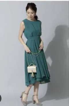 Andemiu アンデミュウ　シフォンフレアドレスワンピース　ブルーグリーンのサムネイル