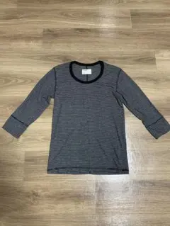 七分袖カットソー 黒と白のストライプ