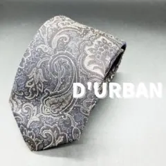 D'URBAN ダーバン ネクタイ 総柄 花柄 グレー 黒 光沢