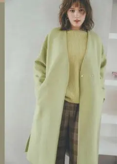グリーンレーベルリラクシング　ノーカラー　ロングコート