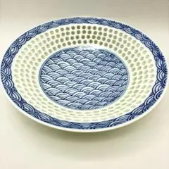 値下げ】新品 平戸青海波桜 盛鉢 平戸三川内焼 平戸祐祥窯 染付 新築祝