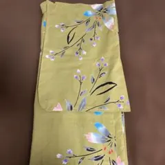 ハンドメイドオリーブグリーン 花柄 浴衣