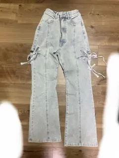 olivedesolive サイドスリットリボンストレッチパンツ　デニム　ブルーのサムネイル