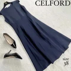 【セルフォード】レーヨンニットロングワンピース☆ノースリーブ☆クルーネック☆M