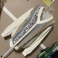 レトロ古着 メンズ TOROY ストライプ柄 薄手ニット ヴィンテージ 古着