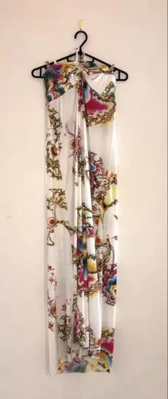 カラフルな花柄シフォンマキシドレス フラダンス