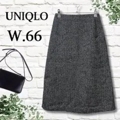 10【UNIQLO】ユニクロ ツイードタイトスカート 膝丈 秋冬 サイドチャック