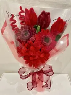 モールフラワー　赤のブーケ　枯れないお花　ハンドメイド