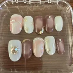 ポポチップジェル ネイルチップ 10個セット ピンクブラウン