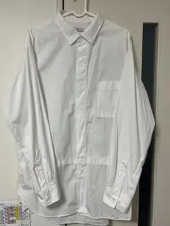 ユニクロ +J ホワイトシャツ Lサイズ　ノーカラーシャツ