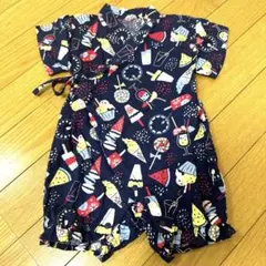 最終お値下げ　一度着用美品！定番紺色❤︎ 男女兼用 ベビー甚平 縁日 夏祭りのサムネイル