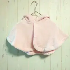 キッズ　ウサギ耳付きポンチョ〚50〜70〛フワフワ　柔らかい　かわいい　ピンク
