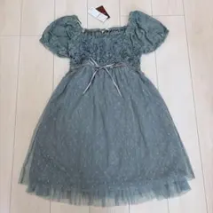 【新品】アクシーズファム レース重ねドーリーチュニ　グリーン　姫カジ