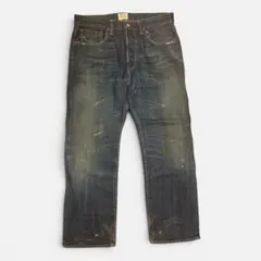 ダブルアールエルRRL ダメージ加工 ダークブルー デニムジーンズ