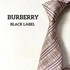 バーバリー　BURBERRYネクタイ　タータンチェック　ピンク系　細目