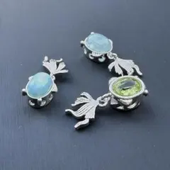 R154 ペリドット ラリマー アクアマリン チャーム 3点セット 天然石