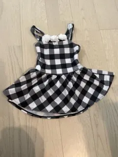 メゾピアノ ワンピース水着 黒白チェック　140