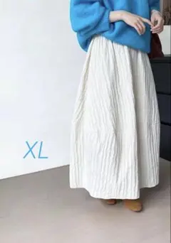 キルティング スカート ロング マキシ 体型カバー ホワイト xL