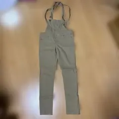 カーキ ボタン付きサロペット