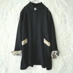 LEONARD 和柄フラワー カンカン ウール ダブルブレスト厚手ジャケット 