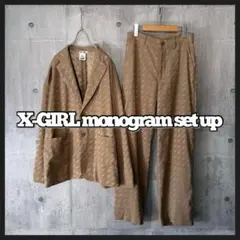 X-GIRL セットアップ ジャガード モノグラムロゴ 総柄 ジャケット パンツ