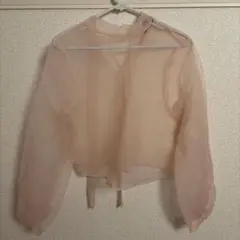 ZARA ザラ　ピンク　ブラウス　オーガンジー　リボン　ボウタイ