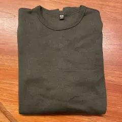 UNIQLO ソフトリブクルーネックT ダークグリーン　M