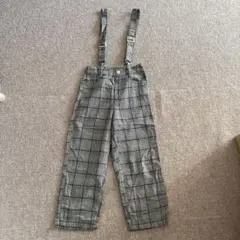 PINK latte チェック柄サスペンダー付きパンツ