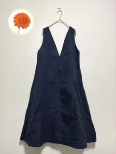 L ティティベイト　ワンピース　ジャンパースカート　V襟　ロング　ネイビー