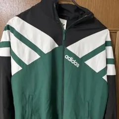 adidas ナイロンジャケット 緑/黒/白