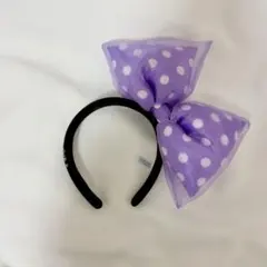 紫色の水玉ミニーカチューシャ