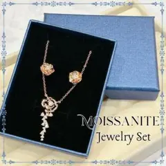 ネックレス ピアス モアサナイト シルバー925 14k 2set バラ ピンク