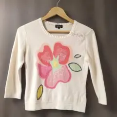 【SONIA RYKIEL】5分袖 スパンコールニット