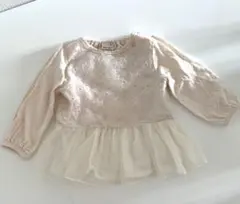 プティマイン　長袖トップス　チュール　チュニック　レース　90