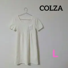 【新品未使用】COLZA コルザ　レディース　ワンピース　半袖　無地　白　Ｌ