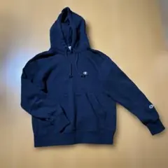 Champion ネイビー フード付きパーカー S